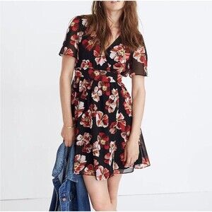 MADEWELL Tulip-Sleeve Mini Dress in French Rose Size 2 j9078